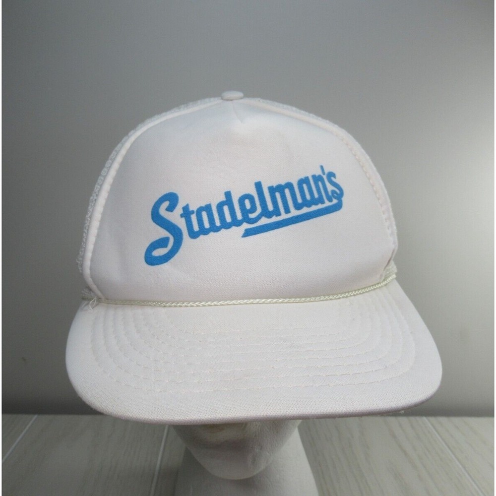 Stadelman's white blue vintage trucker hat cap adjustable SOME WEAR READ Otto